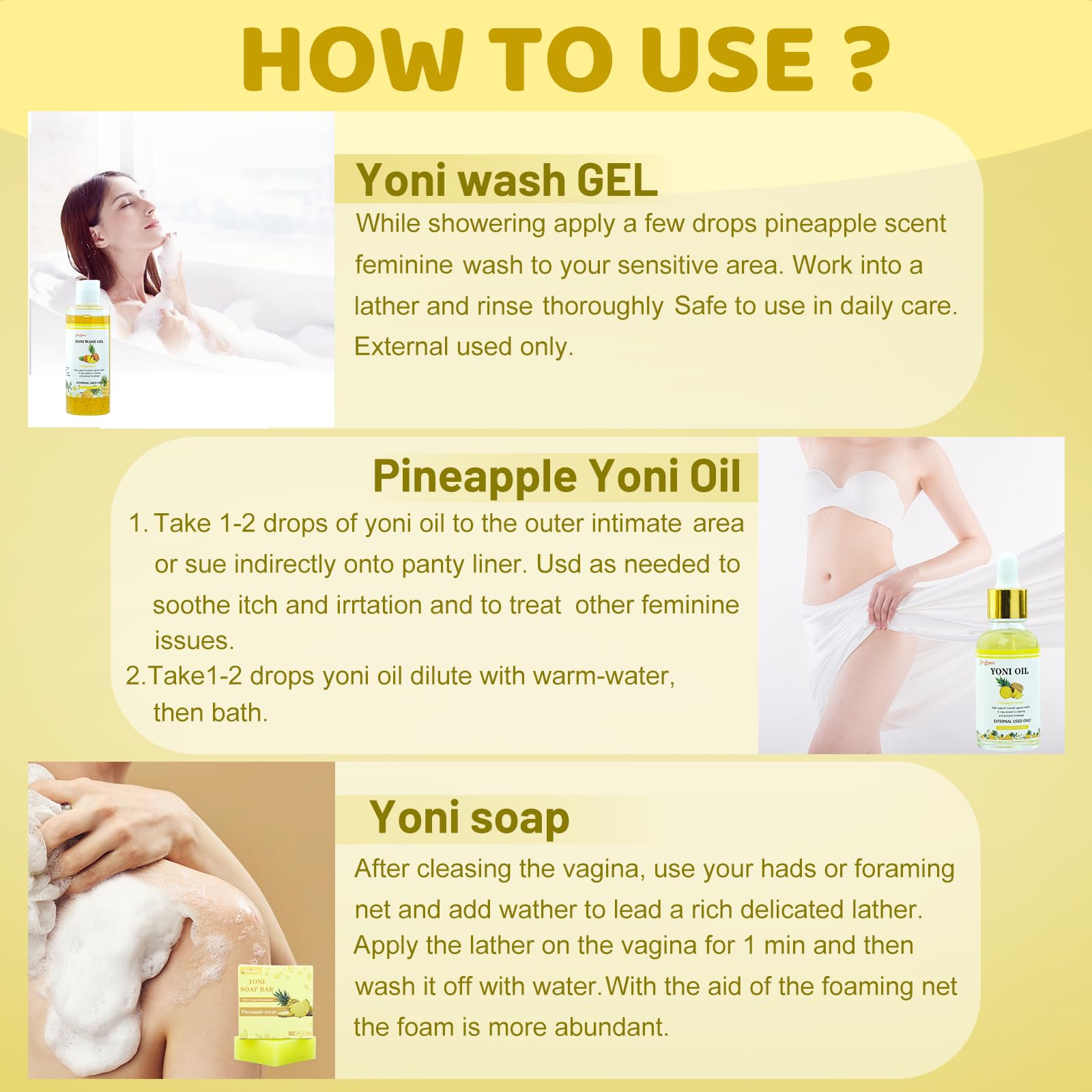 Yoni Wash Yoni Oil Yoni Bar Soap, Women ph Balance, Feminine Wash for Women Remove Odor Moisturizing